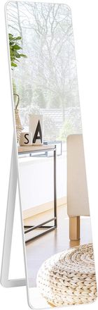 Costway Costway - Specchiera Da Terra Autoportante A Figura Intera, Specchio Rettangolare, Bianco 160x37cm