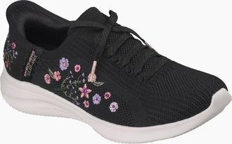 Skechers Womens Skechers Ultra Flex 4.0 Sweet Petals Textile Womens Black Knit/Multi Trim Trainers - Size: 4
