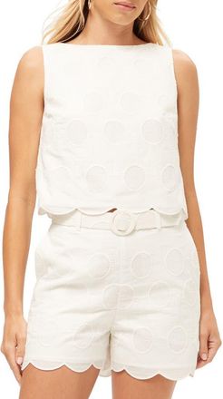 Trina Turk Tennis Racquet Eylet Split Top in Whitewash at Nordstrom, Size 10