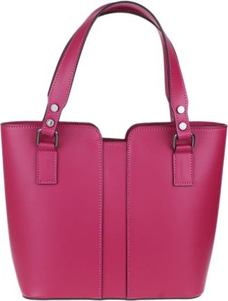 Girly HandBags Womens Plain Italian Genuine Leather Crossbody Tote Bag (Fuchsia)
