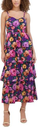 Siena My Balconia Printed Burnout Chiffon Midi Dress