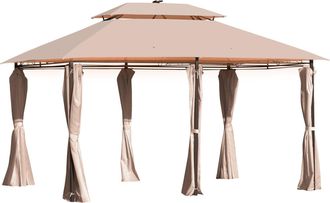 OUTSUNNY 4 x 3Metre Outdoor Gazebo Canopy Garden Pavilion with LED Solar Light