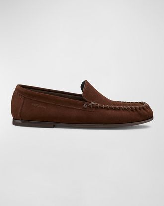 Stuart Weitzman Mens Montauk Suede Venetian Moccasins