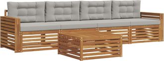 vidaXL Conjunto De Sof&aacute;s De Exterior 5 Uds. Gris Natural Y Claro Vidaxl
