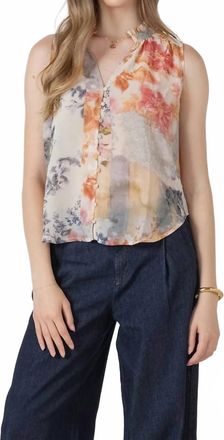 Dex Clothing Flowy Button Front Blouse In Flower Patch