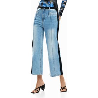 Desigual Straight Leg Crop Jeans in Medium Blue at Nordstrom