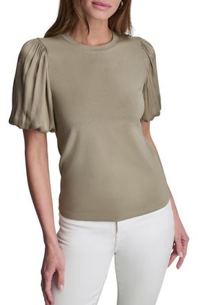 DKNY Mixed Media Top in Light Fatigue at Nordstrom, Size X-Small