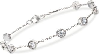 Ross-Simons Bezel-Set CZ Station Bracelet in Sterling Silver