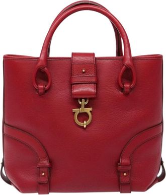 Ferragamo Gancini Handbag Leather Red Leather Handbag (Pre-Owned)
