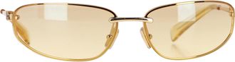 Miu Miu Pre-owned Womens Miu Miu Nocturne Oval-Framed Sunglasses in Gold Metal - One Size