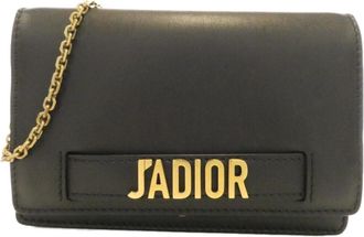 Dior Black Leather Chain/Shoulder Wallet (Pre-Owned)