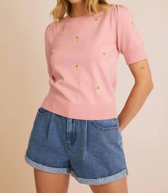 Gilli Cabana Cocktails Sweater Top In Light Pink