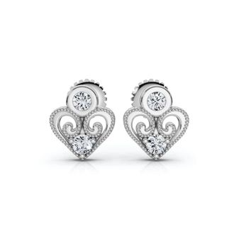 Pompeii3 Diamond Heart Studs 14k White, Yellow, or Rose Gold Lab Grown Womens Earrings