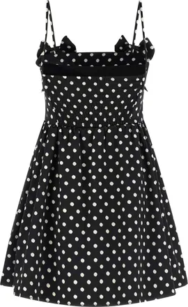 Ganni Womens Mini Dress Polka-Dot Satin Black Recycled Polyester Evening Suits