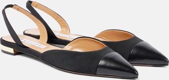 Aquazzura Leather-trimmed slingback flats