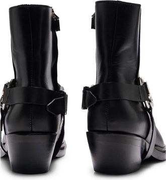 HUGO BOSS Womens Stacked-Logo Ankle Boot Black Leather Rubber Sole