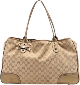 Gucci Pre-owned Princy Tote Bag - Dames - Vintage Shopper - Beige - ONE Size - Leer - Vintage