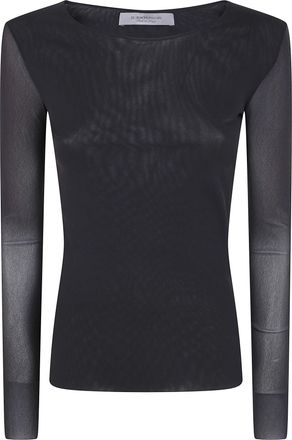 D.exterior D. EXTERIOR Sweater Long Sleeve Tulle Round Neck