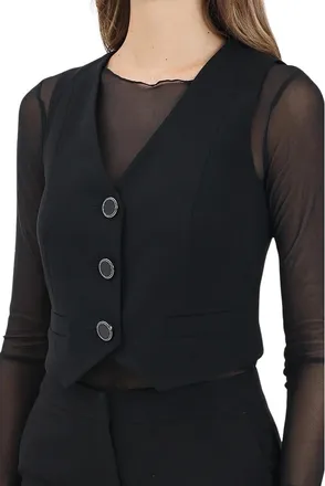 A|X Armani Exchange Black Polyester Fitted Vest