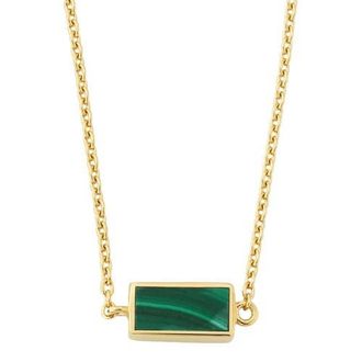 Jan Leslie Single Station Rectangle Dash Necklace In Sterling 18K Gold Overlay in Green at Nordstrom