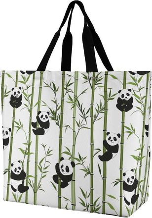 Generic Cute Pandas Reusable Shopping Bags Large Capacity Grocery Bag Heavy Duty Tote for Women 40x40x16cm