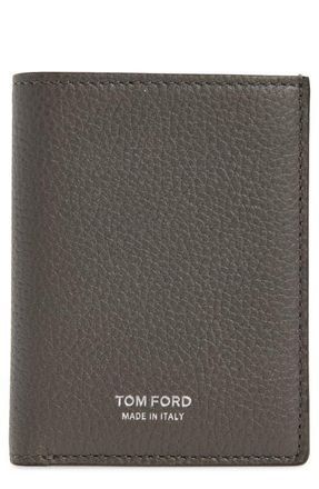 Tom Ford Leather Folding Card Holder in Smoke Grey at Nordstrom