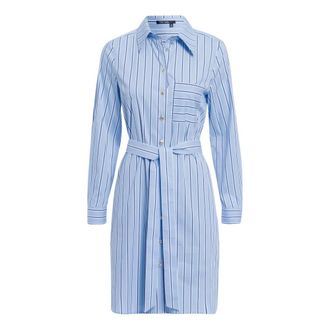 Marc Aurel Kleedjes, Dames, Blauw, XL, Leer, Gestreepte jurk met getailleerde taille