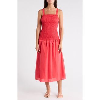 Sugarlips Railey Smocked Drop Waist Midi Dress in Red at Nordstrom, Size X-Large