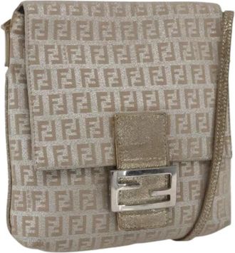 Fendi Pre-owned Vintage Zucchino Canvas Shoulder Bag - Dames - Vintage Schoudertas - Beige - ONE Size - Leer - Vintage