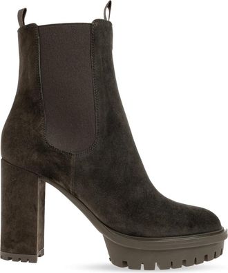 Gianvito Rossi Barry Platform Enkellaarsjes - Dames - Laarzen met Hak - Groen - 38 EU - Leer - Schoenen