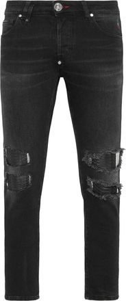 Philipp Plein Denim Trousers Skinny Fit With Python Inserts