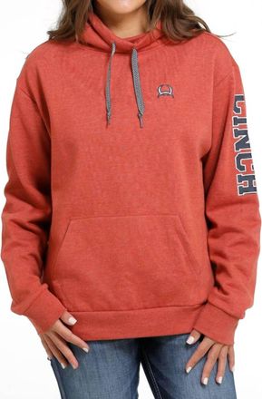 Cinch Womens French Terry Pullover In Heather_Red
