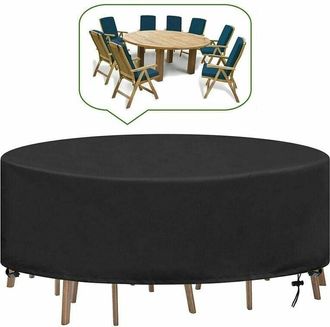 GTA Funda Redonda Para Mesa De Jard&iacute;n, Lona Impermeable Y Anti-uv Oxford Resistente Para Muebles De Exterior, Mesa Y Silla De Jard&iacute;n, &Oslash;230 X 100 Cm