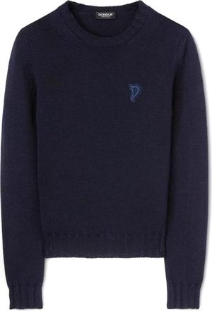 Dondup Dt 281 M00856D Sweater - Dames - Ronde hals truien - Blauw - L - Wol - Truien & Vesten