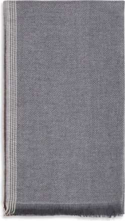 Brunello Cucinelli Mens Cashmere Scarf Grey-Burgundy Grey/burgundy Scarfs