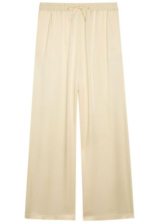 Stella McCartney Stella Mccartney Logo-embroidered Satin Trousers - Cream - 44 (UK12 / M)
