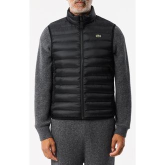 Lacoste Lightweight Water Repellent Puffer Vest in Black at Nordstrom, Size 50