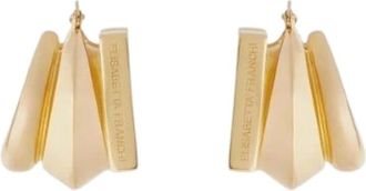 Elisabetta Franchi Oorbellen met gegraveerd logo - Dames - Oorbellen - Geel - ONE Size - Accessoires