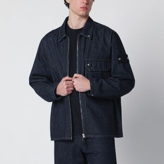 Stone Island Giacca camicia in denim blu indaco