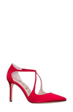 Nina Netta Ankle Strap Pointed Toe Pump in Red Rouge at Nordstrom, Size 8