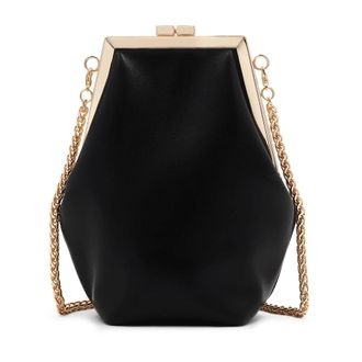 Kazar Gelegenheidstas met metalen frame - Dames - Clutches - Zwart - ONE Size - Leer - Tassen