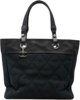Chanel Pre-owned Tote Bags, female, Blue, Size: ONE SIZE Pre-owned Quilted Canvas Tote