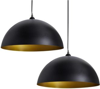 vidaXL Ceiling Lamp 2 pcs Height-adjustable Semi-spherical Black Vidaxl