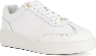 Dune London Womens Ladies Enticing - Round Toe Lace Up Trainers - White Leather - Size UK 8