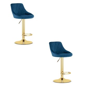 OEM Taburete Kast - Terciopelo Azul Marino / Base Dorada X 2