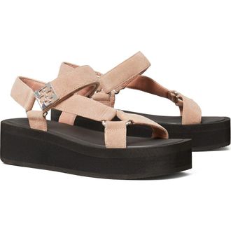 Tory Burch Mellow Platform Sandal in Malva /Perfect Black /Silver at Nordstrom, Size 10.5