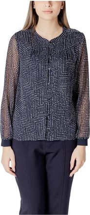 Street One Shirts, female, Blue, Size: 3XS Blue Polka Dot Button-Up Blouse