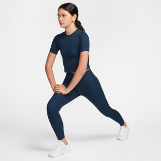 Nike Womens Zenvy Rib High-Waisted 7/8 Leggings in Blue | HF1443-478
