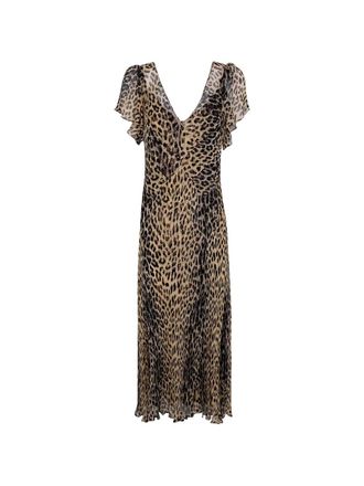 Rixo Bexley Dress Nina Leopard Brown