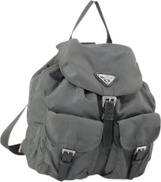 Prada Pre-owned Vintage Rugzak - Dames - Vintage Rugzakken - Grijs - ONE Size - Leer - Vintage